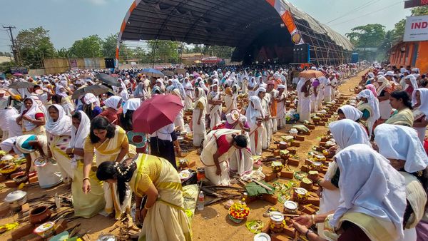 Kerala temple festival in Thiruvananthapuram night lights